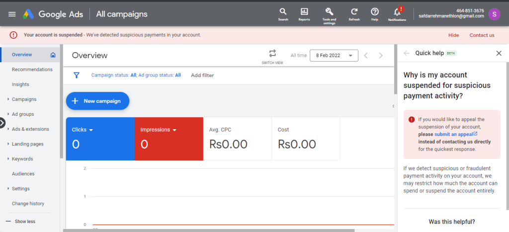 Google Ads Suspension